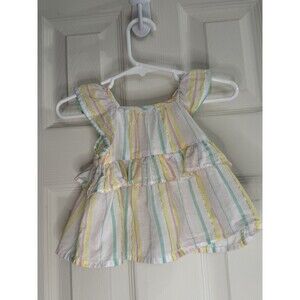 Baby B’gosh Girls Dress – 6M – Pastel Stripe Ruffle With Flutter Sleeve Sundress